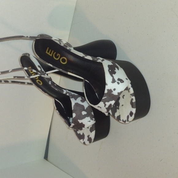 Cow Print Ego Strappy Platform heels size 6 - Picture 3 of 12